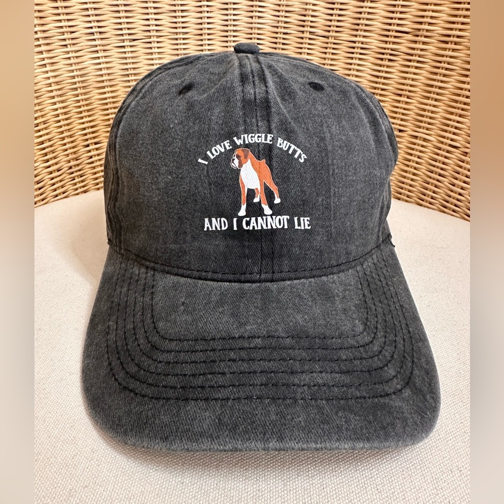 NWT “I Love Wiggle Buts I Can Not Lie ” Faded Black & White Adjustable Ball Cap
